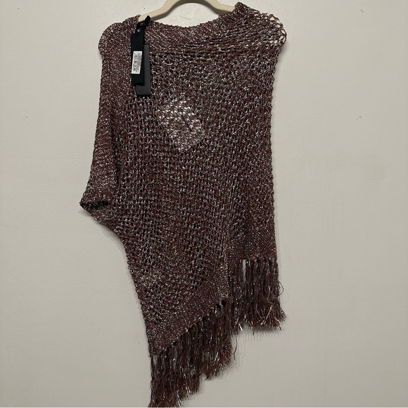 NWT Pinko Panarea Poncho Metallic Fringe Shawl Medium - Picture 1 of 13